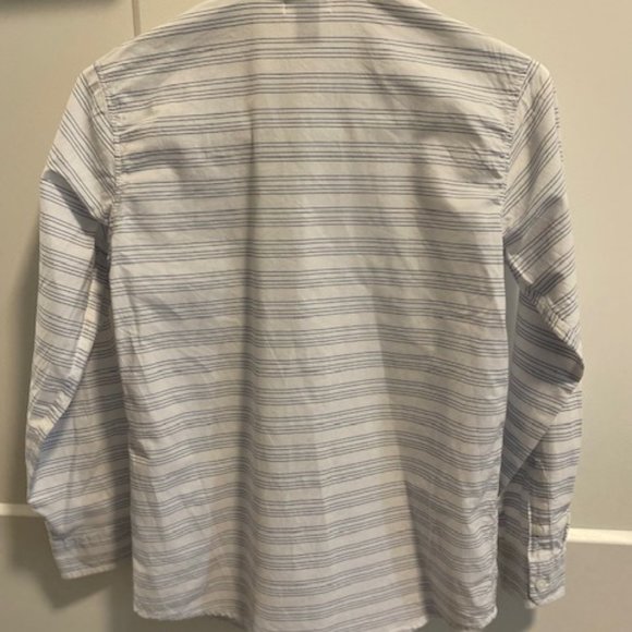 Old Navy Boys Long Sleeved Shirt, Size L (10-12) White with blue stripes - Picture 2 of 5